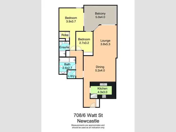 Floorplan of Homely apartment listing, 708/6 Watt Street, Newcastle NSW 2300