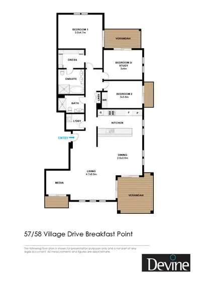 Floorplan of Homely apartment listing, 57/58 Village Drive, Breakfast Point NSW 2137