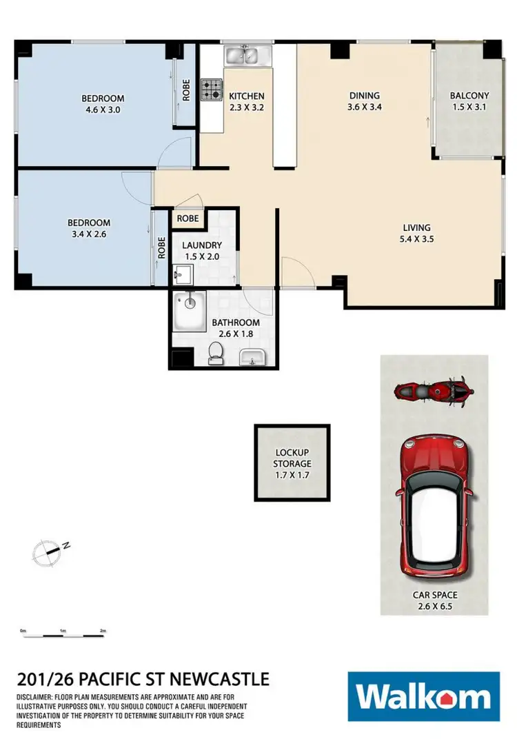 Floorplan of Homely apartment listing, 201/26 Pacific Street, Newcastle NSW 2300