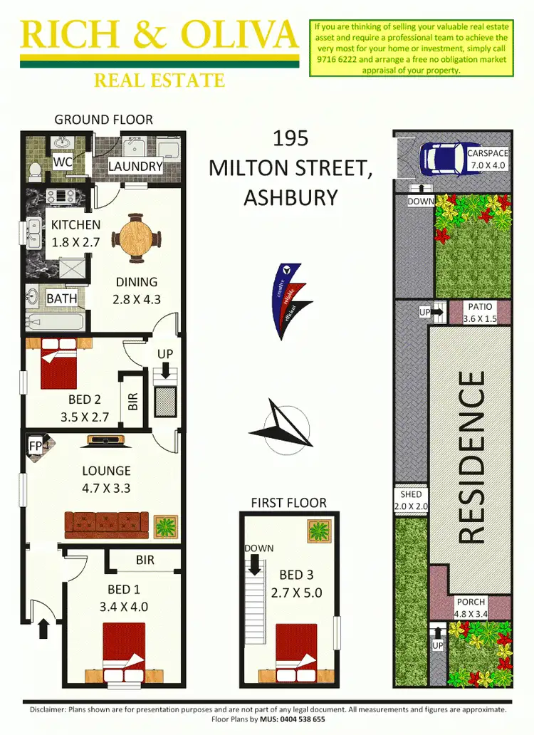 Floorplan of Homely semi-detached listing, 195 Milton Street, Ashbury NSW 2193