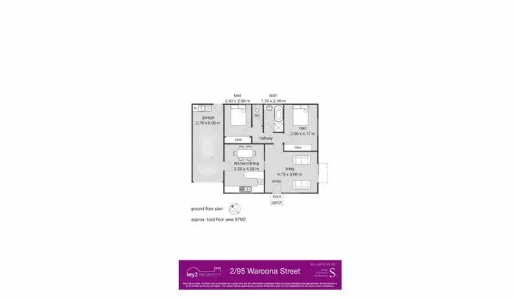 Floorplan of Homely unit listing, 2/95 Waroona Street, Youngtown TAS 7249