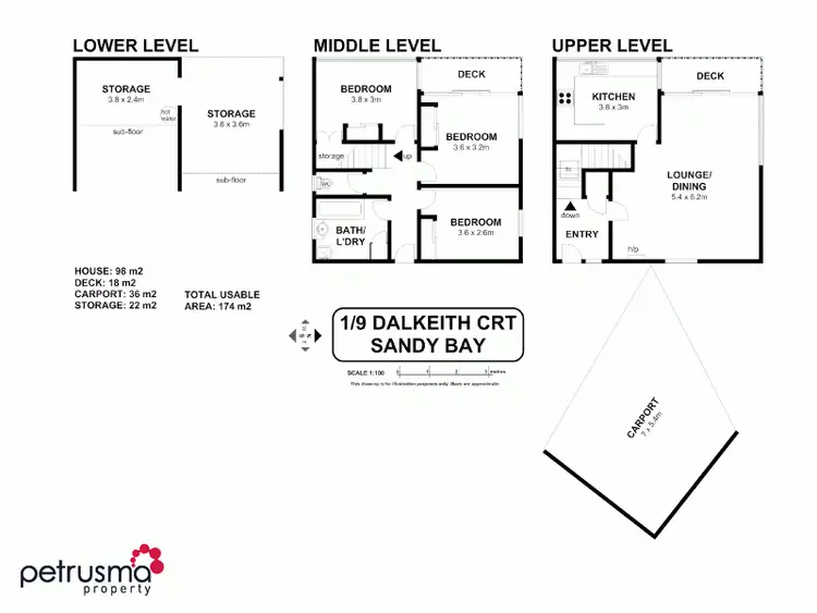 Floorplan of Homely unit listing, 1/9 Dalkeith Court, Sandy Bay TAS 7005