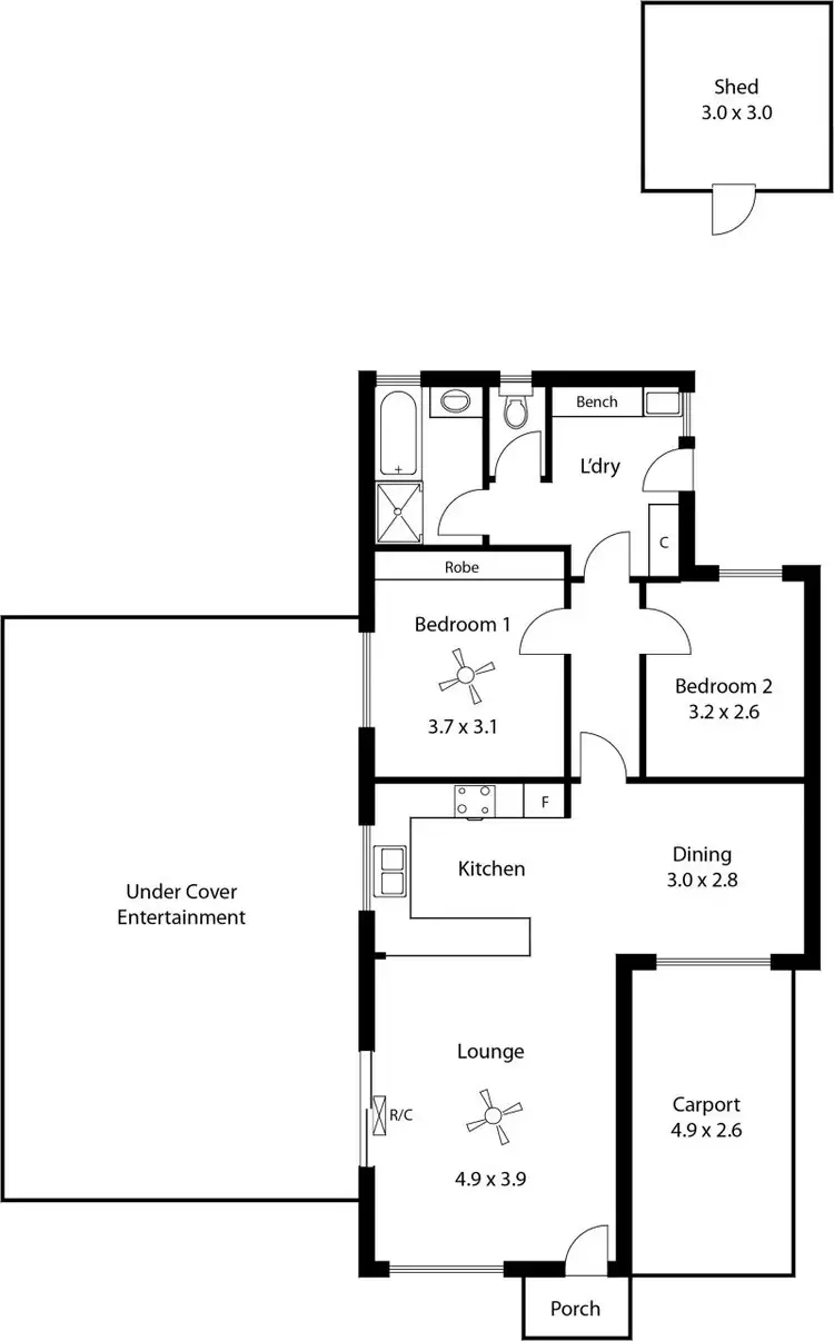 Floorplan of Homely semi-detached listing, 1/113 Reid Avenue, Hectorville SA 5073