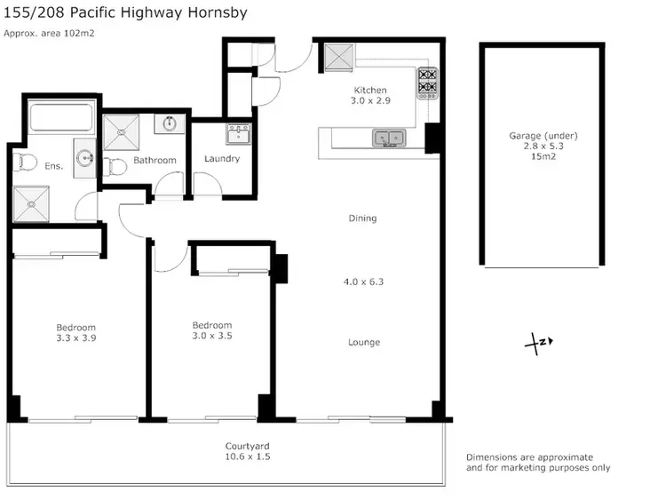 Floorplan of Homely unit listing, 155/208 Pacific Highway, Hornsby NSW 2077