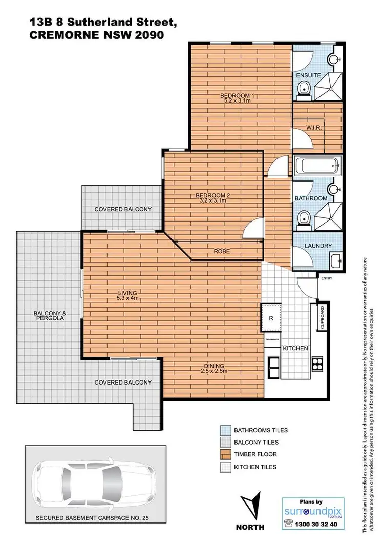 Floorplan of Homely apartment listing, 13B/8 Sutherland Street, Cremorne NSW 2090