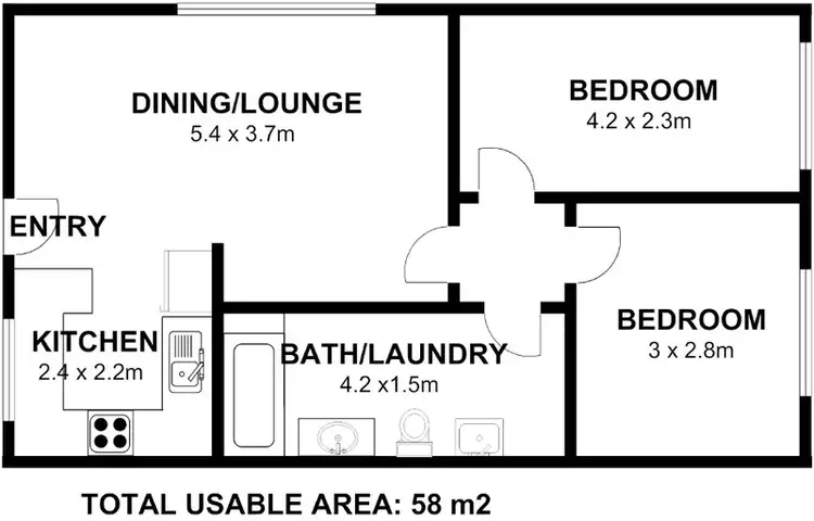 Floorplan of Homely flat listing, 3/6 Onslow Place, Mount Nelson TAS 7007