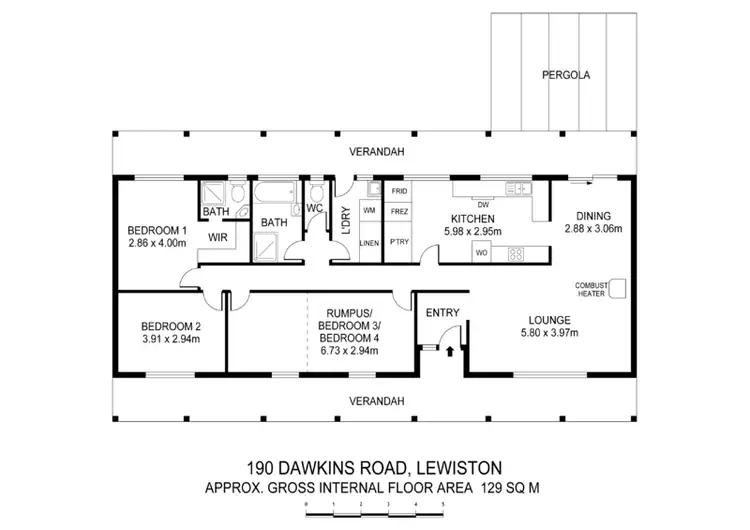 Floorplan of Homely rural property listing, 190 Dawkins Road, Lewiston SA 5501