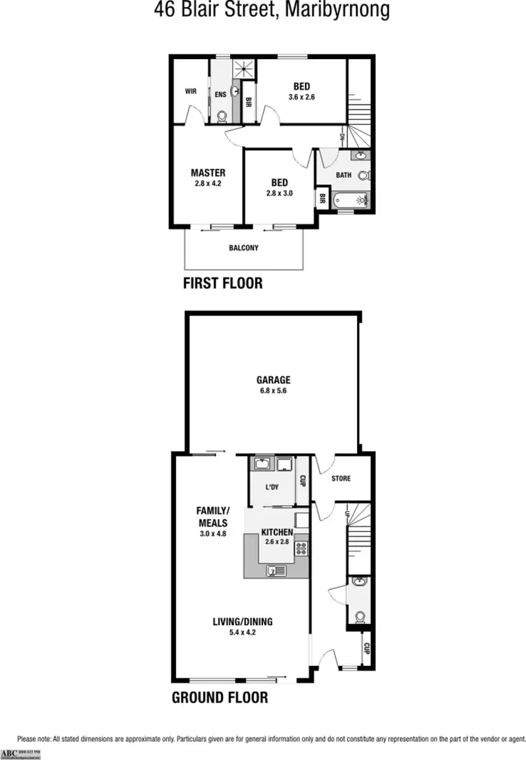 Floorplan of Homely townhouse listing, 46 Blair Street, Maribyrnong VIC 3032