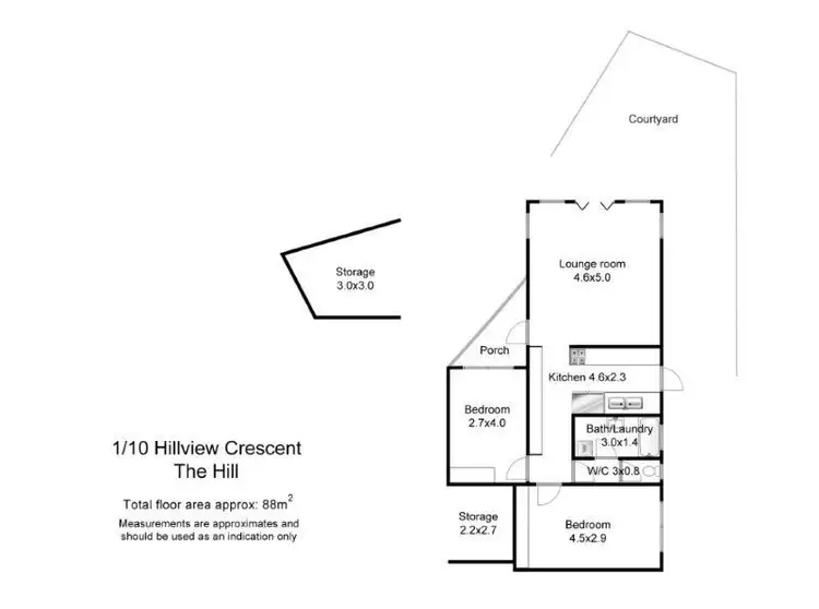 Floorplan of Homely unit listing, 1/10 Hillview Crescent, The Hill NSW 2300