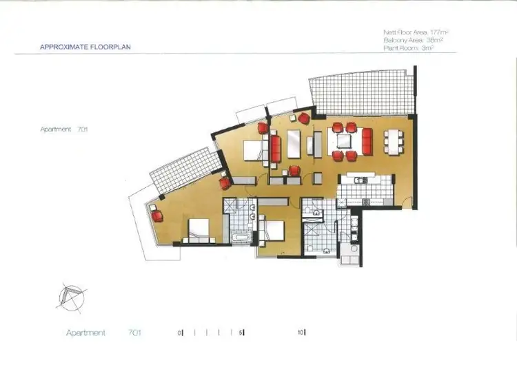 Floorplan of Homely apartment listing, 701/1 Scott Street, Newcastle East NSW 2300