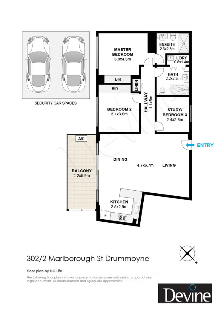 Floorplan of Homely apartment listing, 302/2 Marlborough Street, Drummoyne NSW 2047