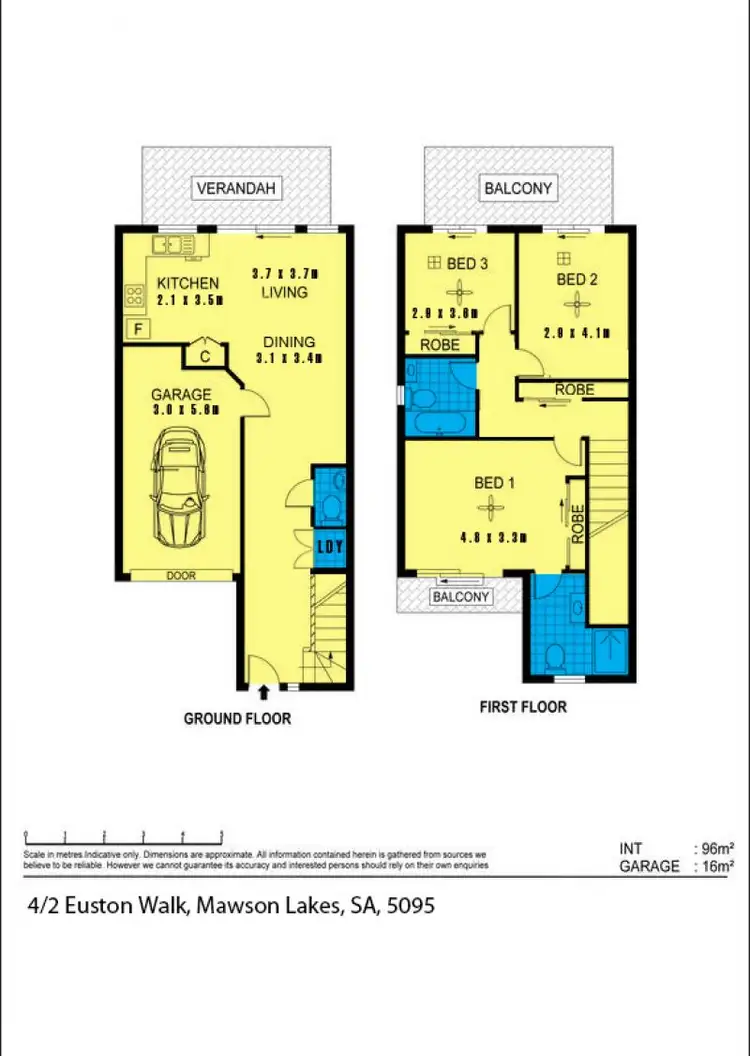 Floorplan of Homely townhouse listing, 4/2 Euston Walk, Mawson Lakes SA 5095