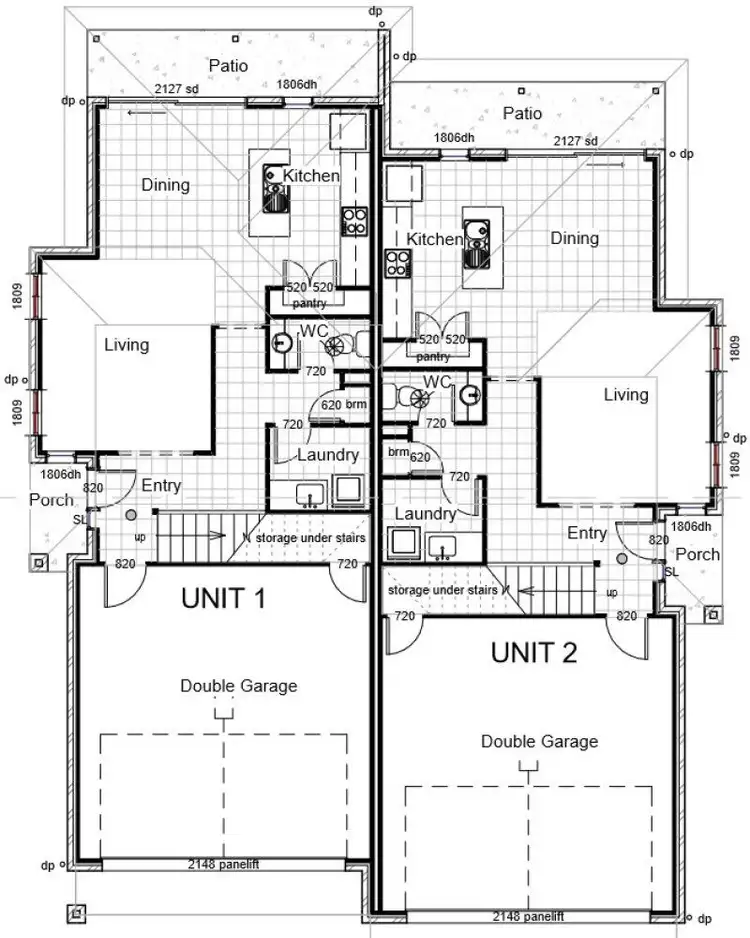 Floorplan of Homely semi-detached listing, 1&2/15 Bellinger Key, Pacific Pines QLD 4211