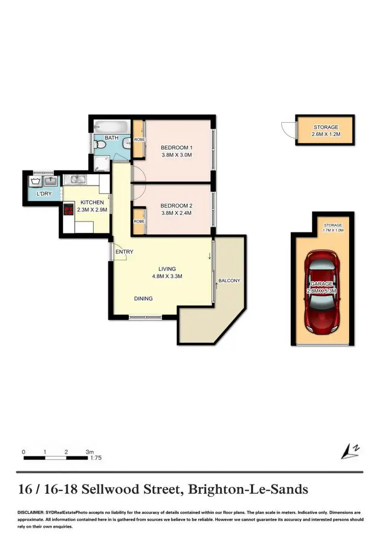 Floorplan of Homely apartment listing, 16/16-18 Sellwood Street, Brighton-le-sands NSW 2216