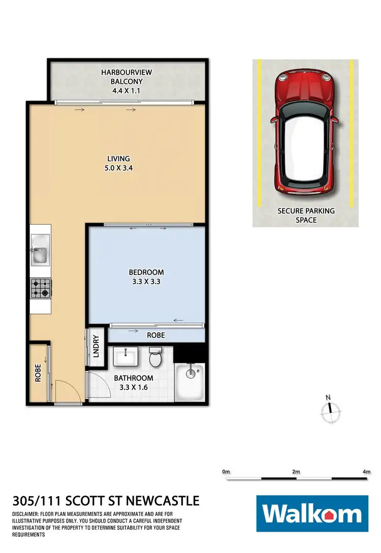 Floorplan of Homely apartment listing, 305/111 Scott Street, Newcastle NSW 2300