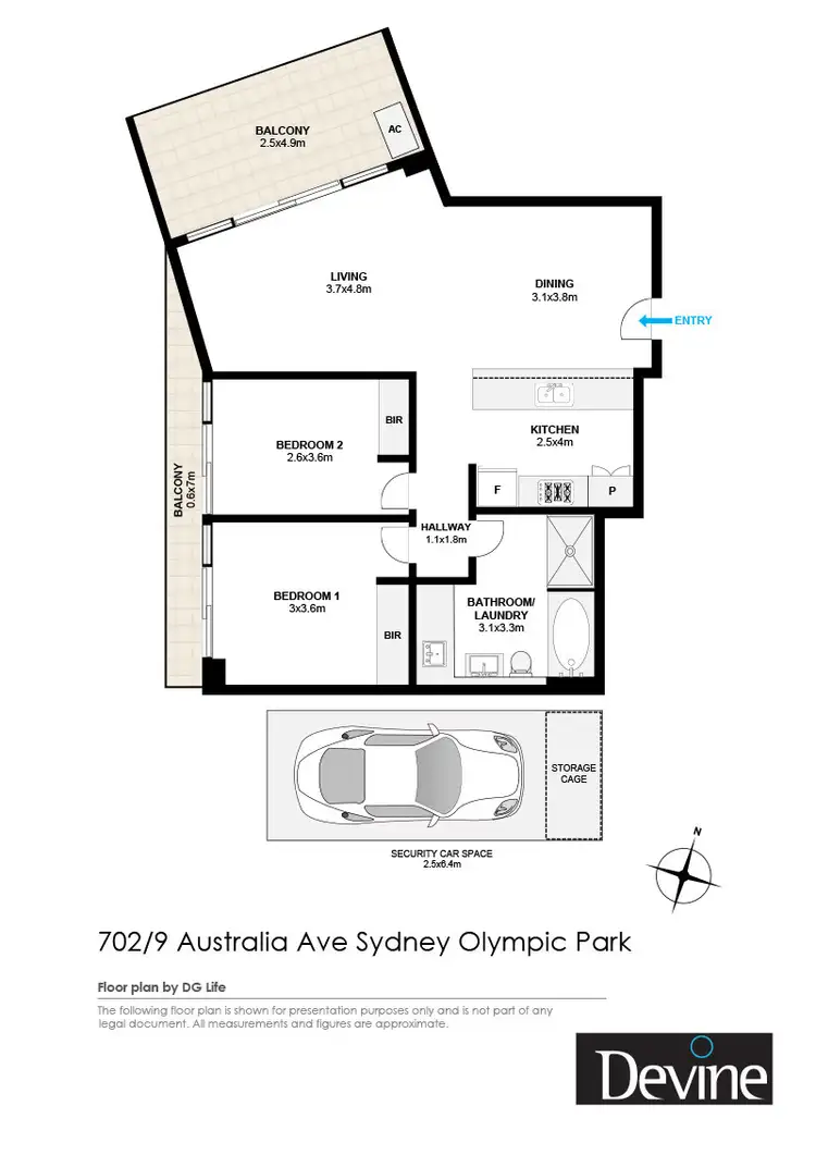 Floorplan of Homely apartment listing, 702/9 Australia Avenue, Sydney Olympic Park NSW 2127