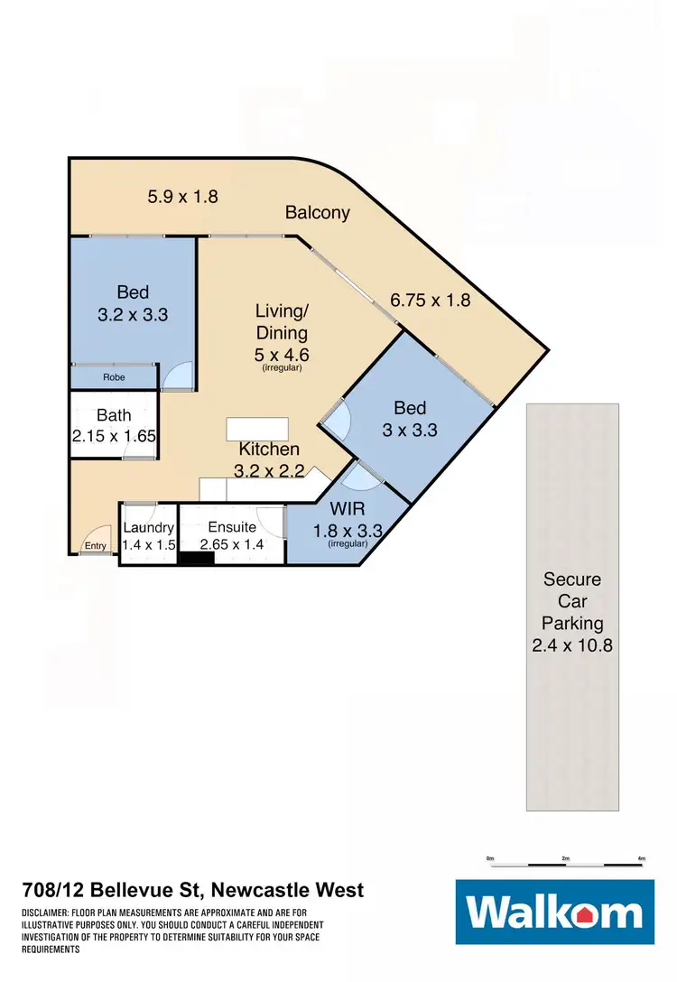 Floorplan of Homely apartment listing, 708/12 Bellevue St, Newcastle West NSW 2302