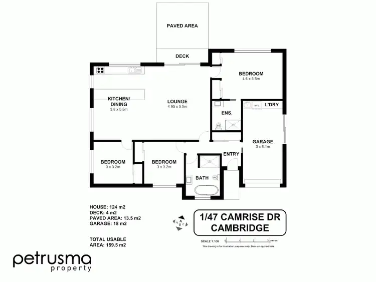 Floorplan of Homely unit listing, 1/47 Camrise Drive, Cambridge TAS 7170