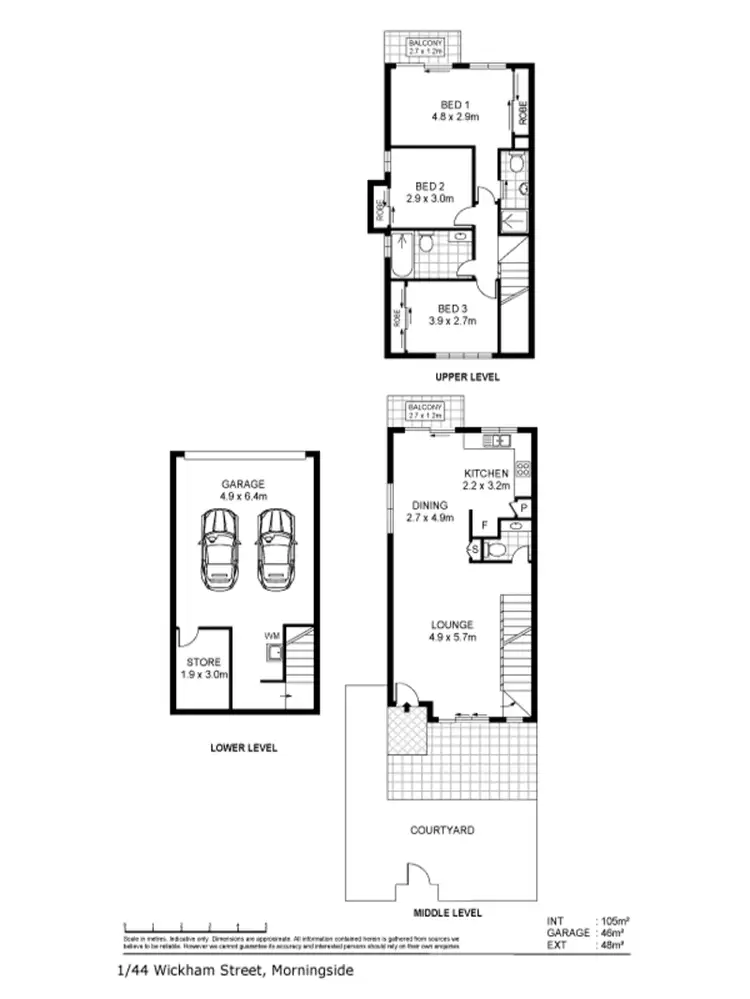 Floorplan of Homely townhouse listing, 1/44 Wickham Street, Morningside QLD 4170