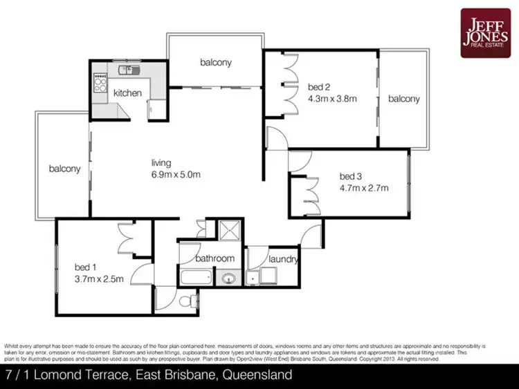 Floorplan of Homely unit listing, 7/1 Lomond Terrace, East Brisbane QLD 4169