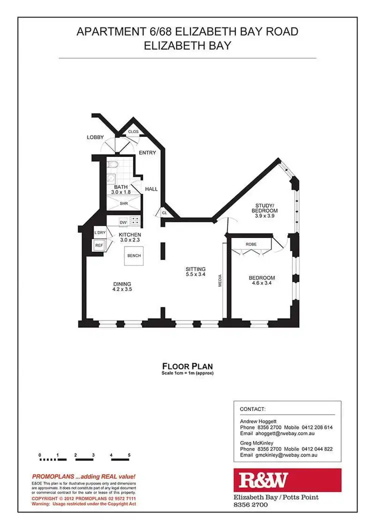 Floorplan of Homely apartment listing, 6/68 Elizabeth Bay Road, Elizabeth Bay NSW 2011