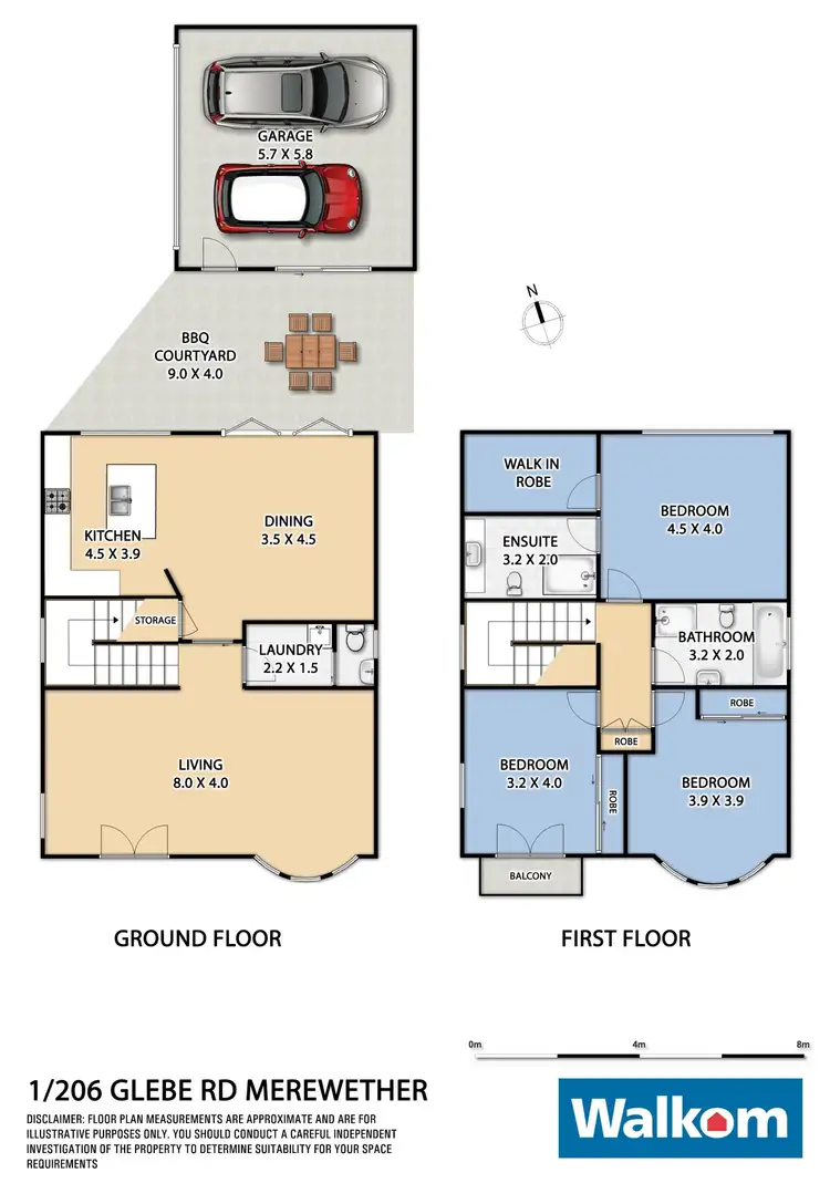 Floorplan of Homely semi-detached listing, 1/206 Glebe Road, Merewether NSW 2291