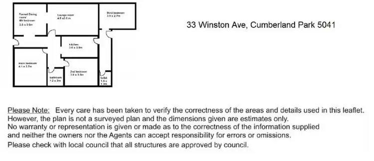 Floorplan of Homely house listing, 33 Winston ave, Cumberland Park SA 5041
