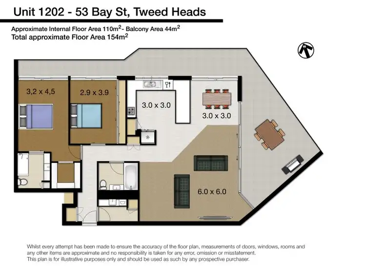 Floorplan of Homely apartment listing, 1202/53 Bay st, Tweed Heads NSW 2485