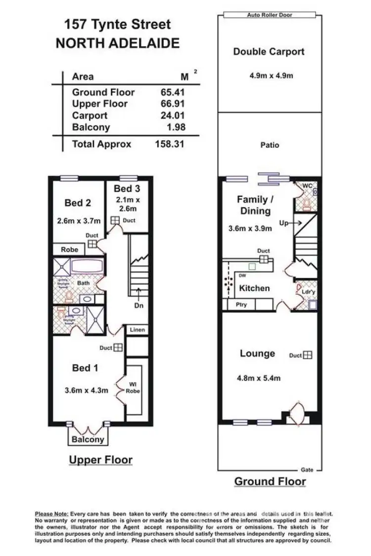 Floorplan of Homely townhouse listing, 157 Tynte Street, North Adelaide SA 5006