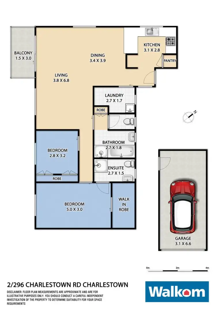 Floorplan of Homely unit listing, 2/296 Charlestown Road, Charlestown NSW 2290