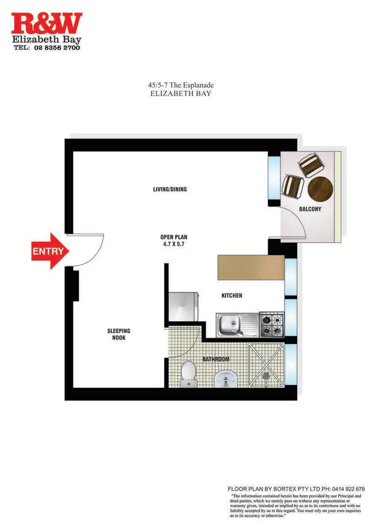 Floorplan of Homely studio listing, 45/5-7 Esplanade, Elizabeth Bay NSW 2011