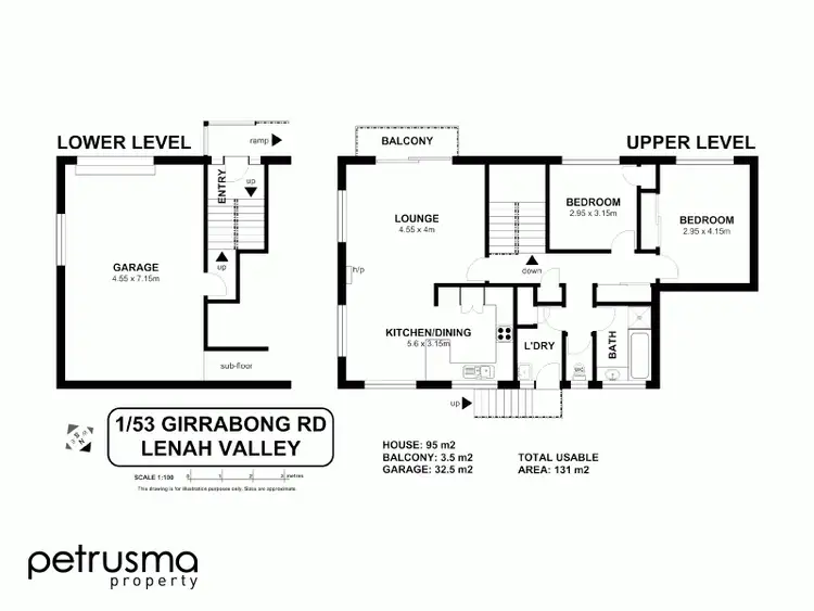 Floorplan of Homely villa listing, 1/53 Girrabong Road, Lenah Valley TAS 7008