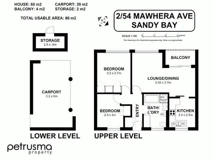 Floorplan of Homely house listing, 2/54 Mawhera Avenue, Sandy Bay TAS 7005