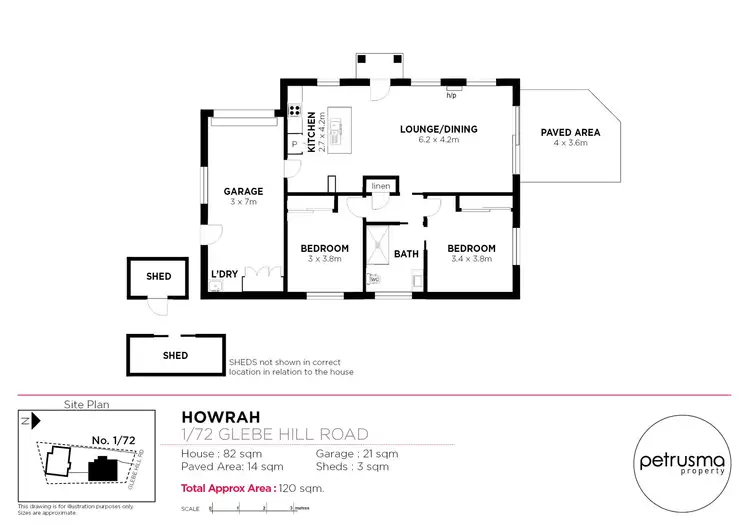 Floorplan of Homely unit listing, 1/72 Glebe Hill Road, Howrah TAS 7018