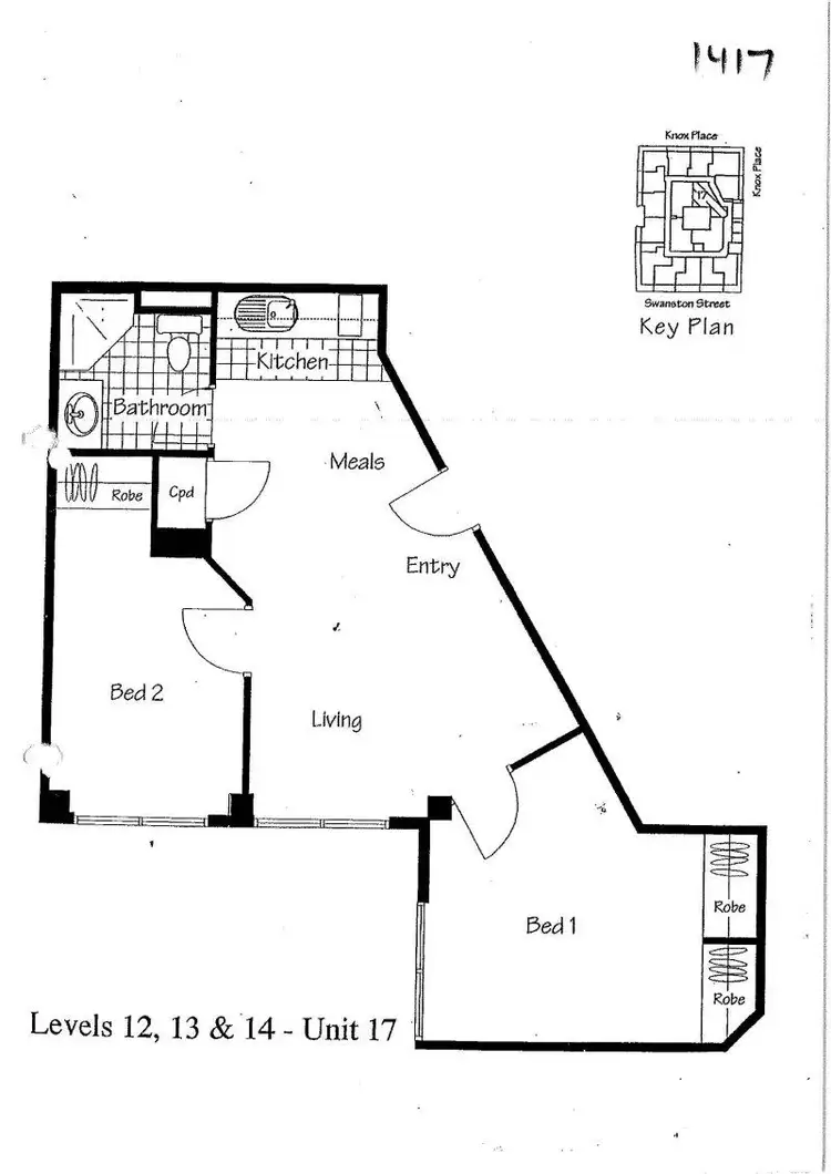 Floorplan of Homely apartment listing, 1417/339 Swanston Street, Melbourne VIC 3000