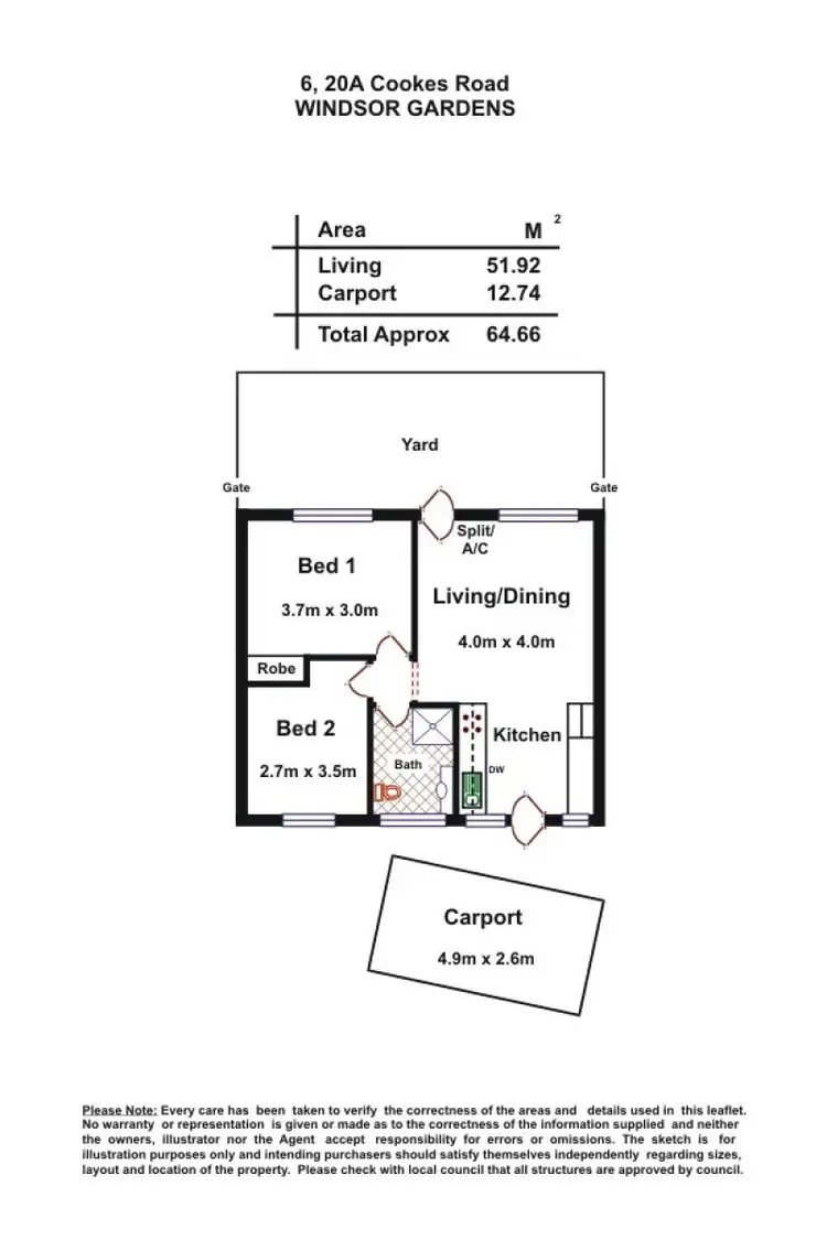 Floorplan of Homely unit listing, 6/20A Cookes Road, Windsor Gardens SA 5087
