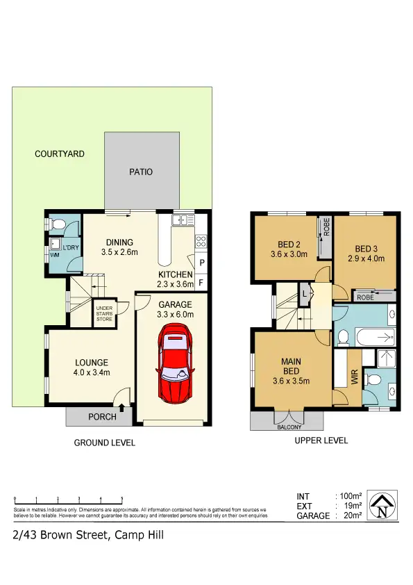 Floorplan of Homely townhouse listing, 2/43 Brown Street, Camp Hill QLD 4152