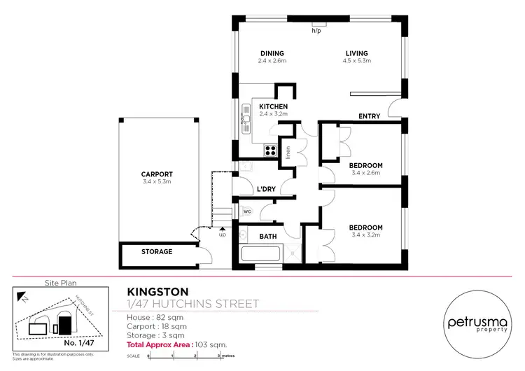 Floorplan of Homely unit listing, 1/47 Hutchins Street, Kingston TAS 7050