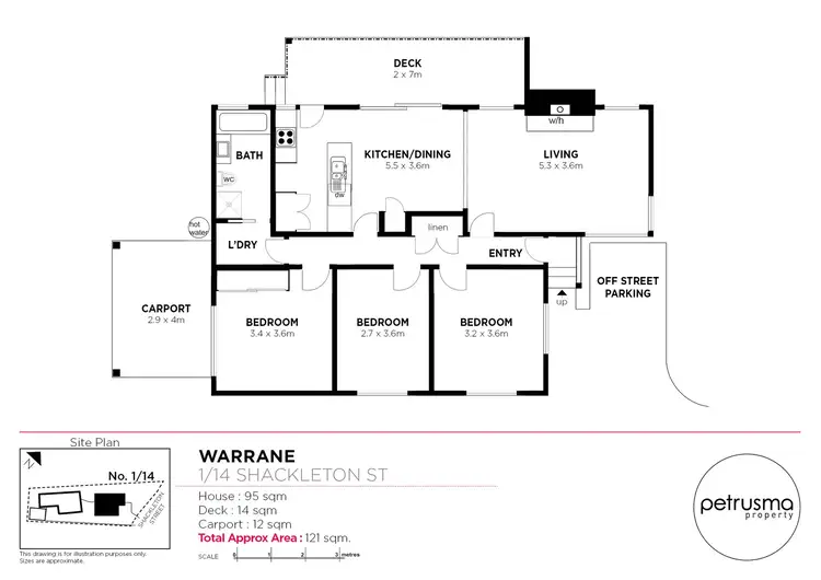 Floorplan of Homely unit listing, 1/14 Shackleton Street, Warrane TAS 7018