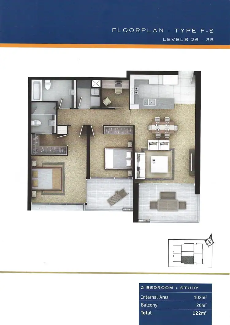 Floorplan of Homely apartment listing, 2703/34 Scarborough Street, Southport QLD 4215