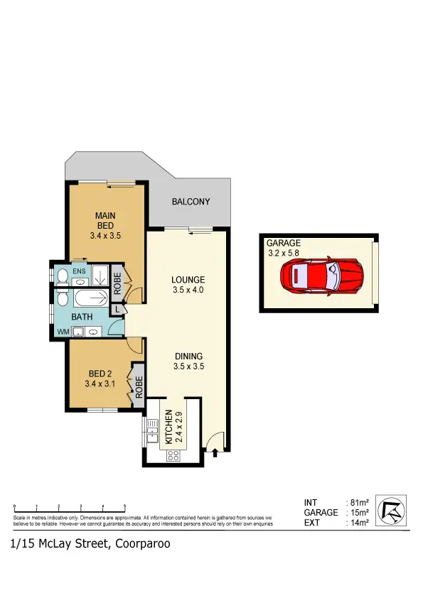 Floorplan of Homely unit listing, 1/15 McLay Street, Coorparoo QLD 4151