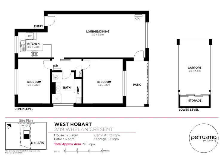 Floorplan of Homely unit listing, 2/19 Whelan Crescent, West Hobart TAS 7000