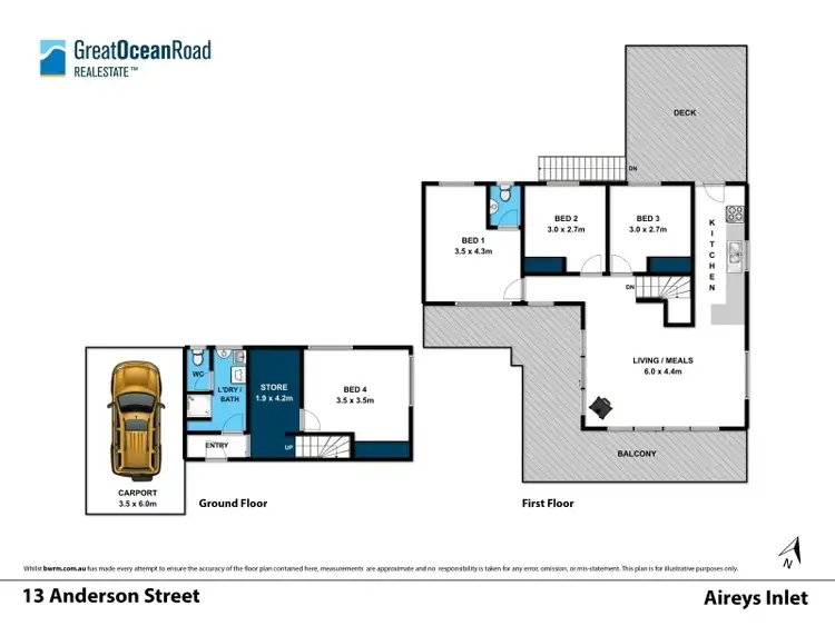 Floorplan of Homely house listing, 13 Anderson Street, Aireys Inlet VIC 3231