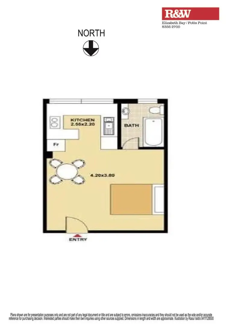 Floorplan of Homely studio listing, 210/3-5 Greenknowe Avenue, Elizabeth Bay NSW 2011