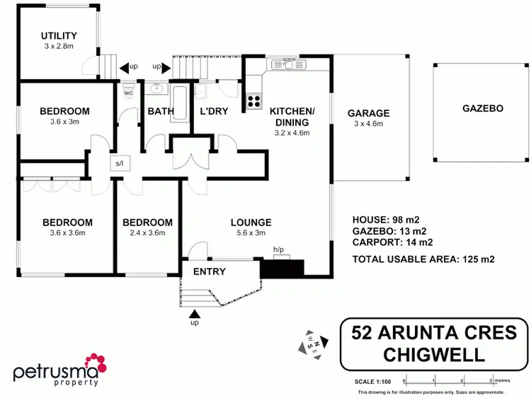Floorplan of Homely house listing, 52 Arunta Crescent, Chigwell TAS 7011