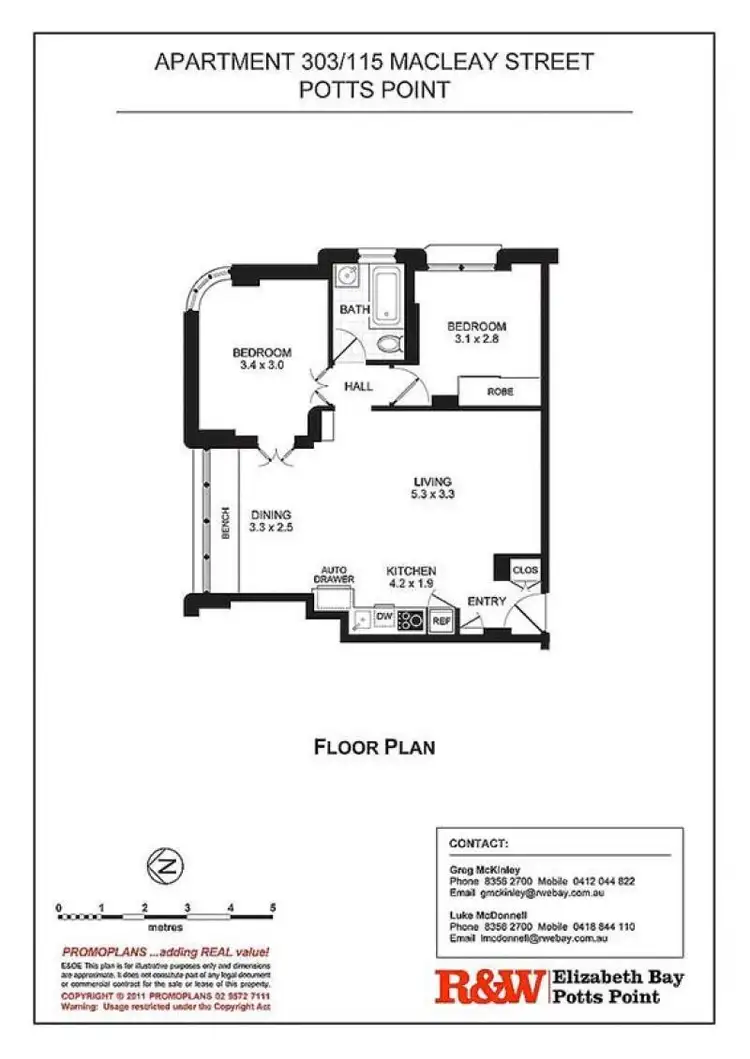 Floorplan of Homely apartment listing, 303/115 Macleay Street, Potts Point NSW 2011