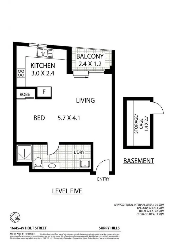 Floorplan of Homely apartment listing, 16/45-49 Holt Street, Surry Hills NSW 2010
