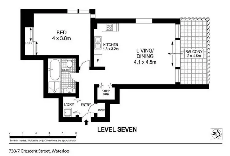 Floorplan of Homely apartment listing, 738/7 Crescent St, Waterloo NSW 2017