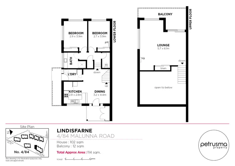 Floorplan of Homely unit listing, 4/84 Malunna Road, Lindisfarne TAS 7015