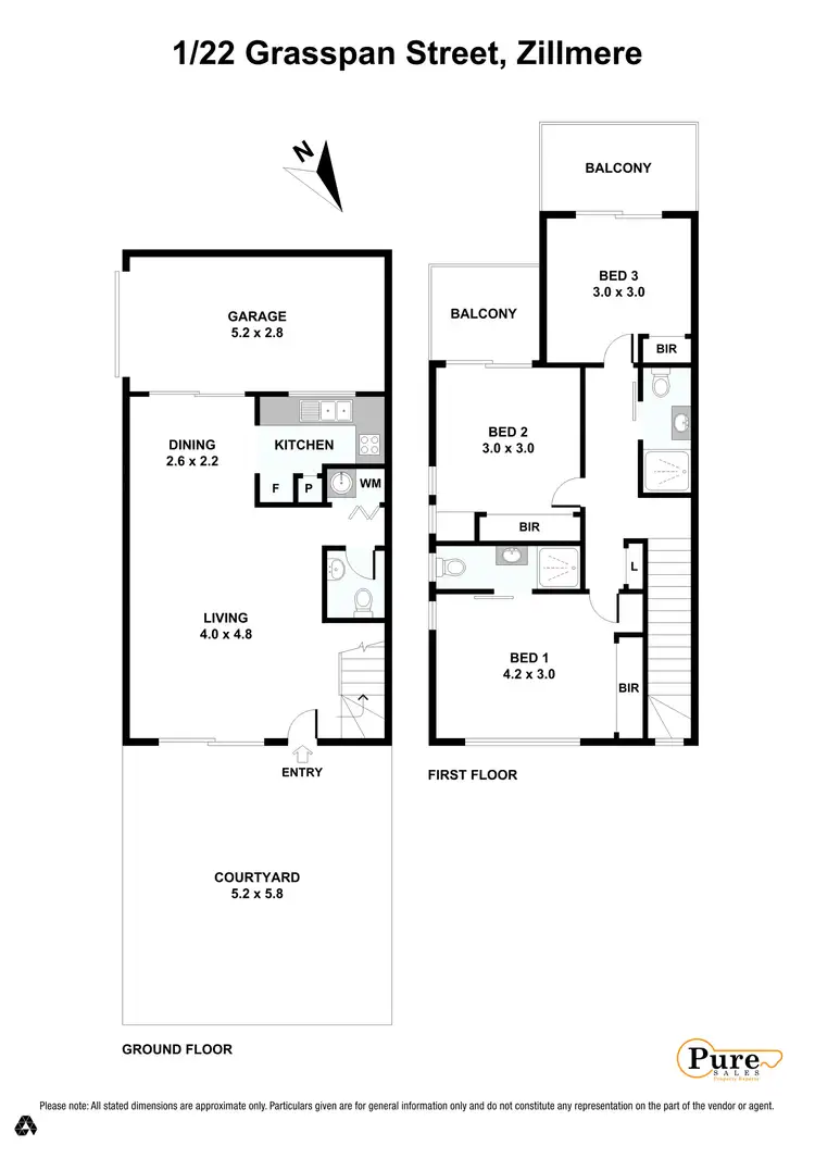 Floorplan of Homely townhouse listing, 1/22 Grasspan Street, Zillmere QLD 4034